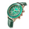 Fashionable universal quartz waterproof green watch, genuine leather