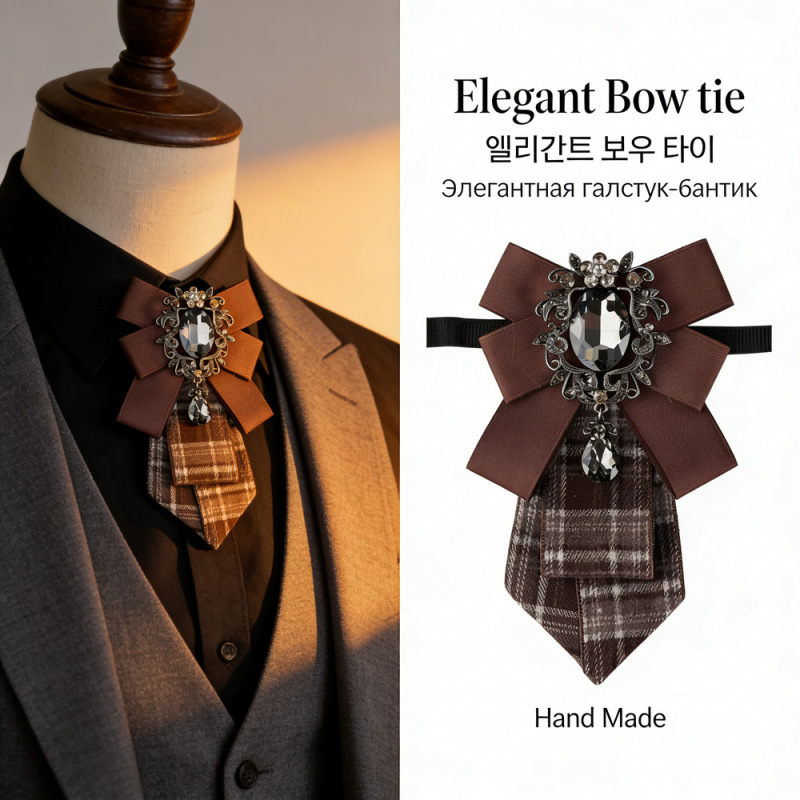 Diamond Bow Tie Women's Decorative Shirt British Style Student Uniform Shirt Collar Accessory Retro Elegant Ribbon Bow Jk