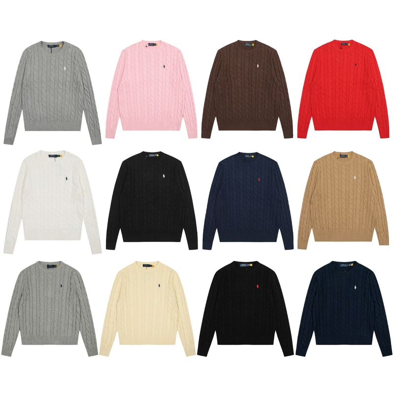 Cross-Border Rl Little Malaf Embroidered Round Neck Long-Sleeve Sweater for Women, 26 Autumn New Casual Versatile Cotton Knitwear
