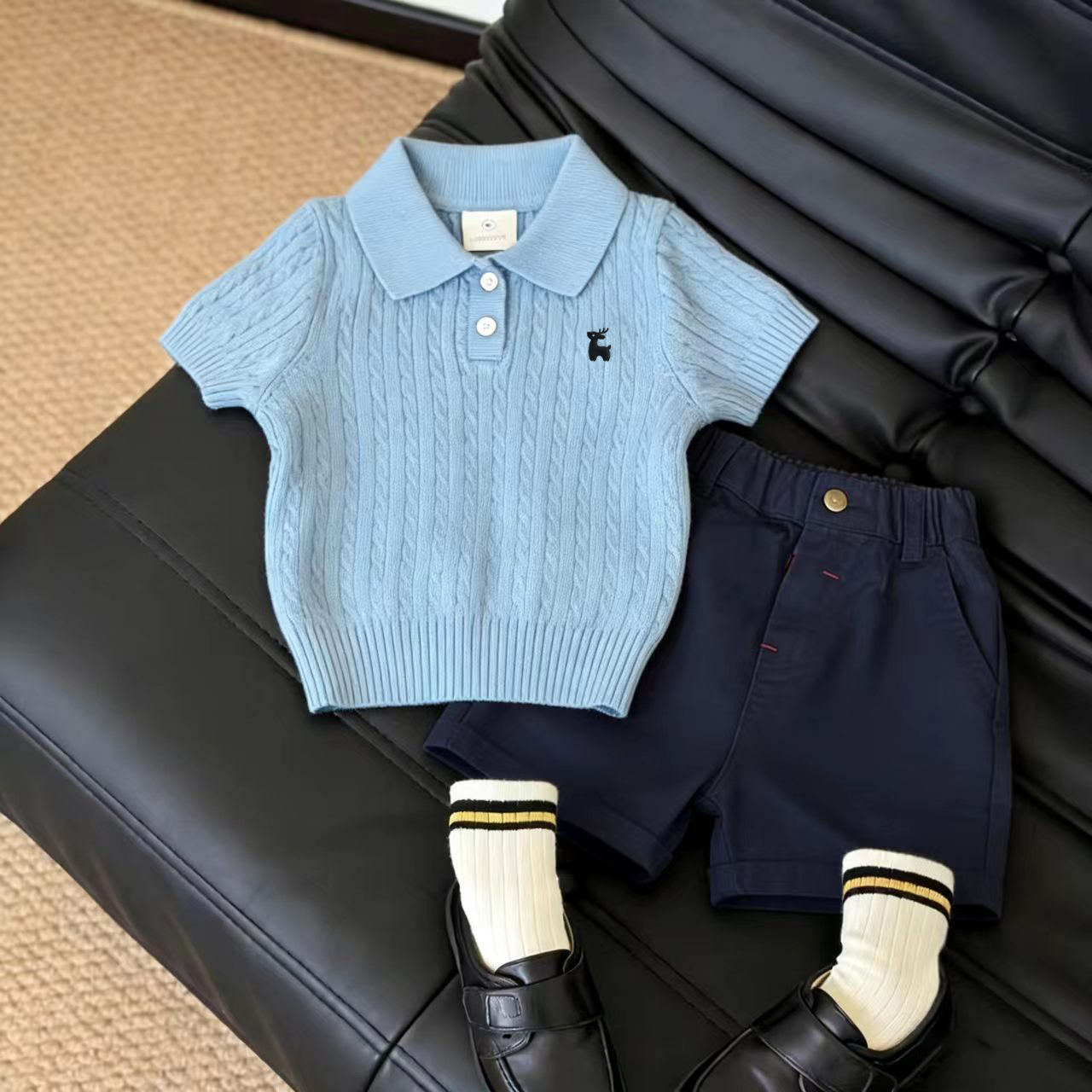 Koreanisches Dopamin Polo Shirt Mit College Pullover Set Für Kinder_voghion.com