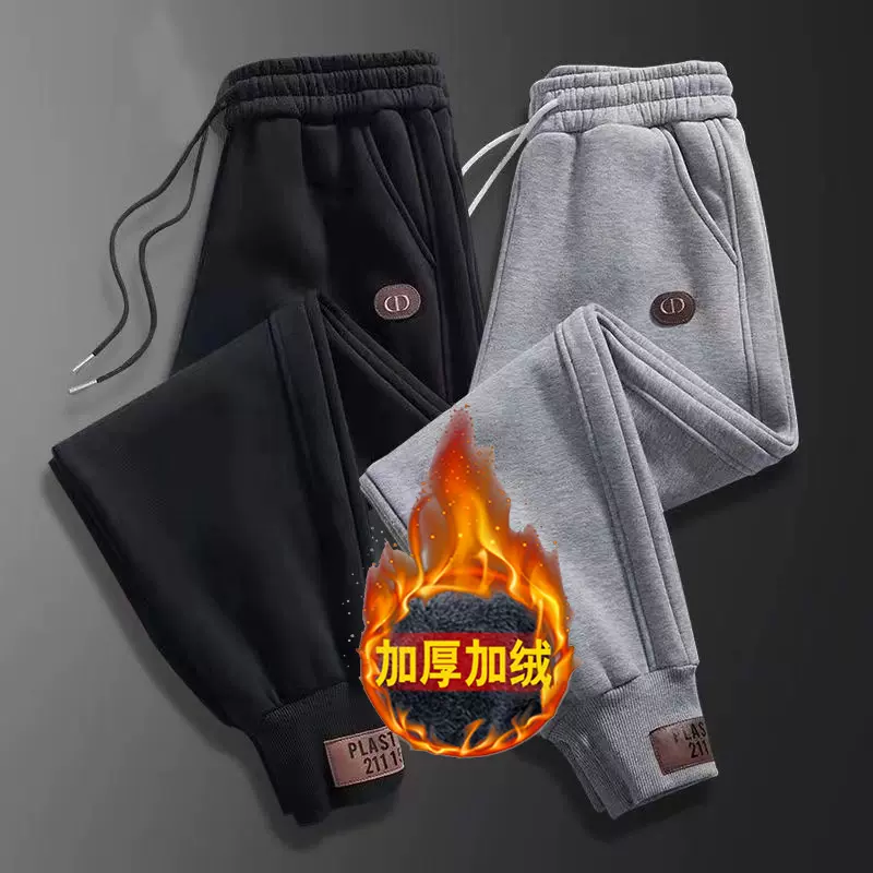 干活穿的便宜加绒裤子男耐磨建筑工地上班劳保工作服休闲运动卫裤