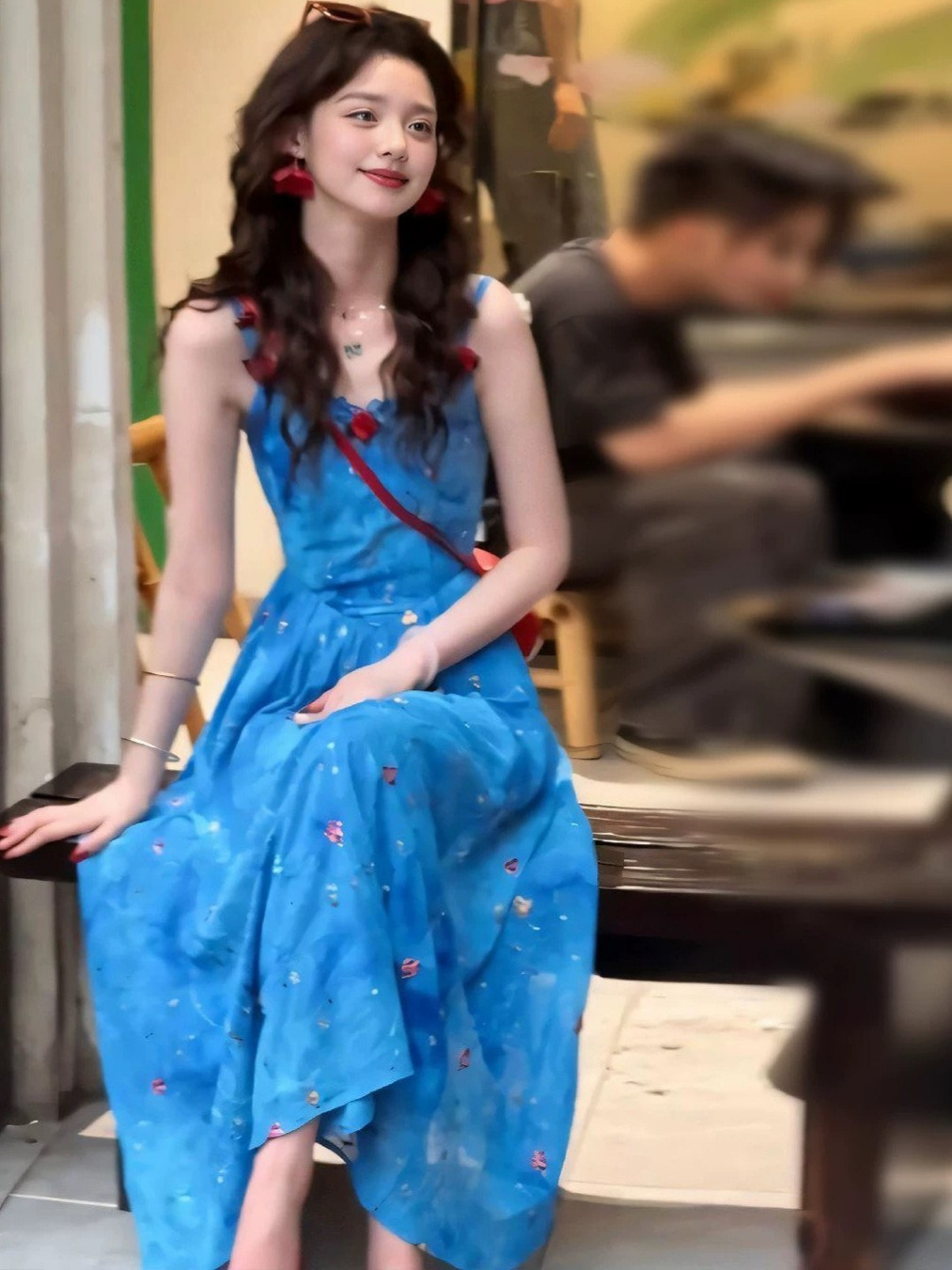 度假风出游出片多巴胺连衣裙女2026新款夏日绝美韩系独特漂亮裙子