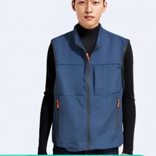 Sports Soft Shell Jacket Men's Spring Autumn and Winter fleece-lined Warm Outdoor Windproof Vertical Collar Sports Running Vest