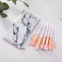 Bestselling Cross-Border 10-Piece Set with Bag Marble Texture Highlight Brush Ultra Soft Manufacturer Direct Supply
