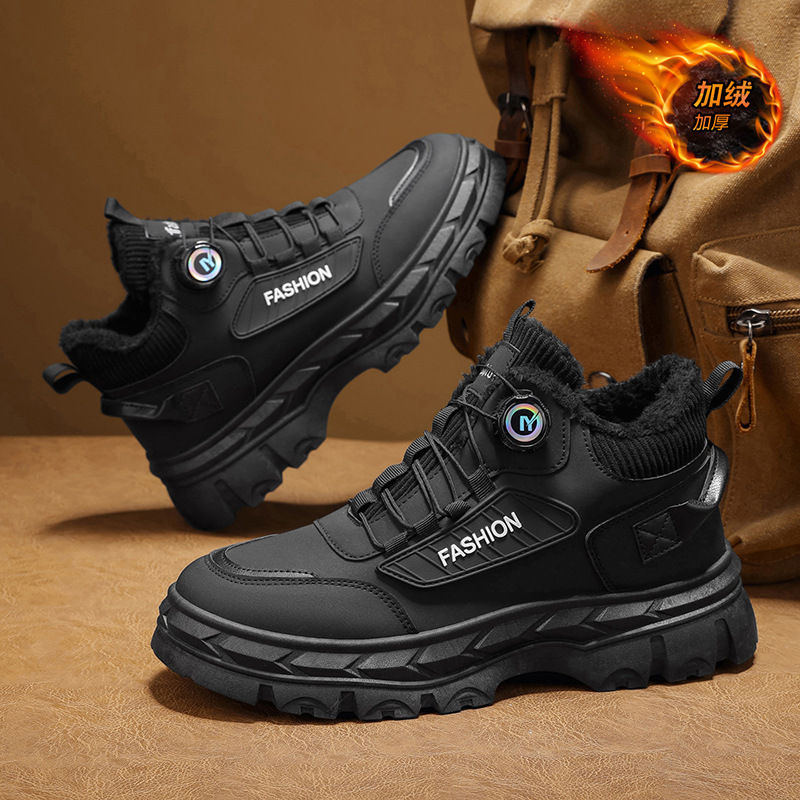 Otoño y invierno zapatos de hombre zapatos de algodón zapatos de alto nivel zapatos de trabajo para hombre estilo británico botas cortas retrógradas botas de suela gruesa para hombre