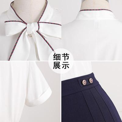 短袖衬衫女设计感小众别致短款上衣白色ol通勤幼师工作服园服夏季