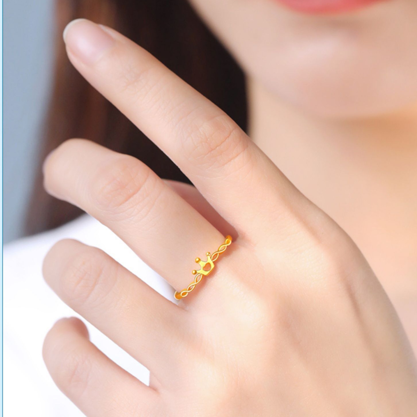 Anello corona d'oro vietnamita donna Net Red semplice elegante anello in ottone placcato oro gioielli_voghion.com