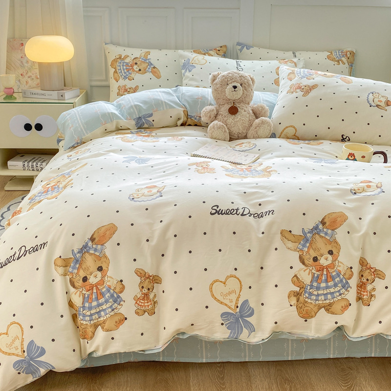 Cuatro piezas de algodón puro fresco de clase madre y niño grado ab cubierta de edredón 40 impresión doméstica de cuatro estaciones