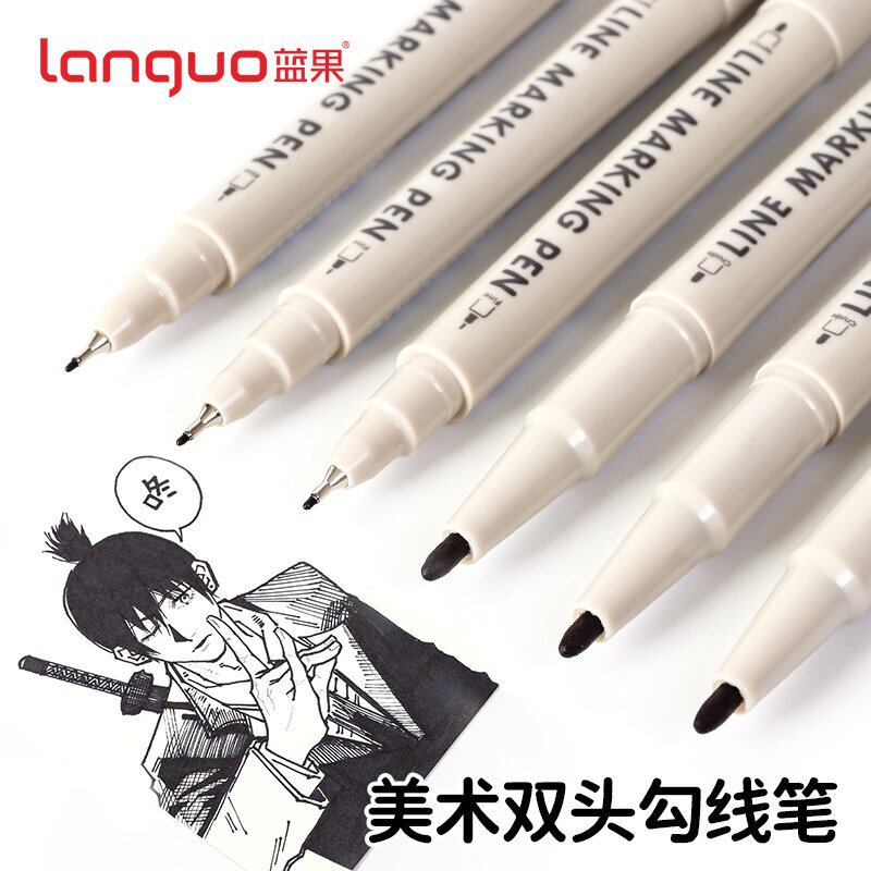 Blue fruit M001 double head hook line pen art special painting pen high color value large capacity student hand account pen black pen Blue fruit M001 double head hook line pen art special painting pen high color value large capacity student hand account pen black pen
