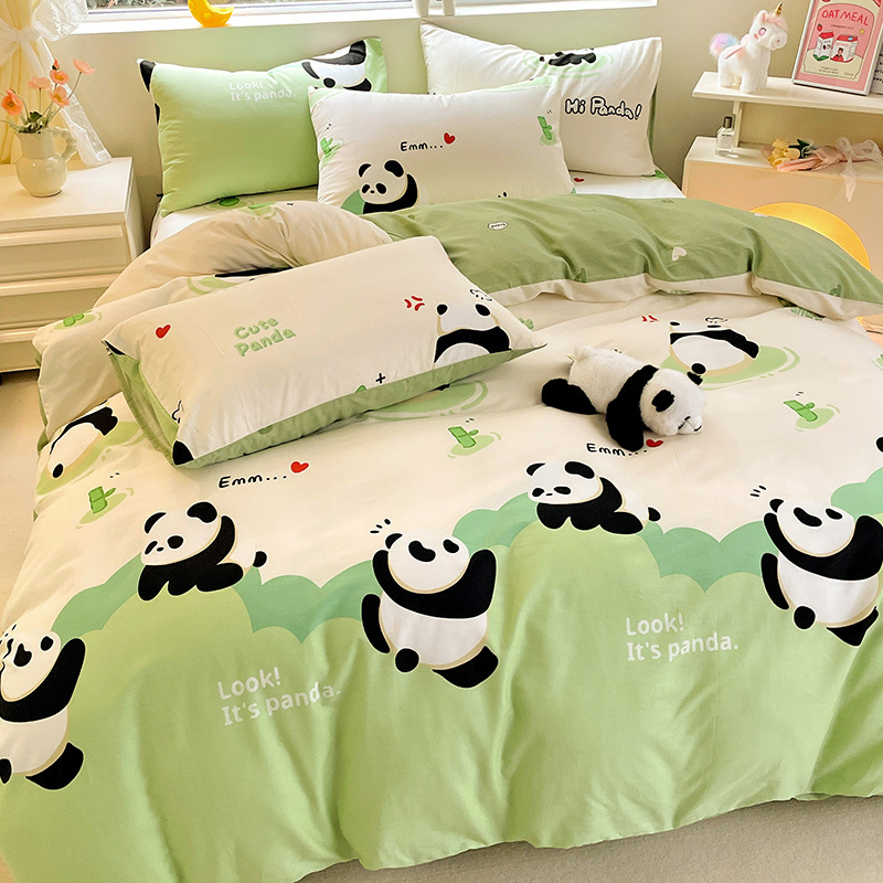 Four-piece set of 100 cotton cotton 2025 new bedding sheets quilt cover student autumn and winter dormitory three-piece set