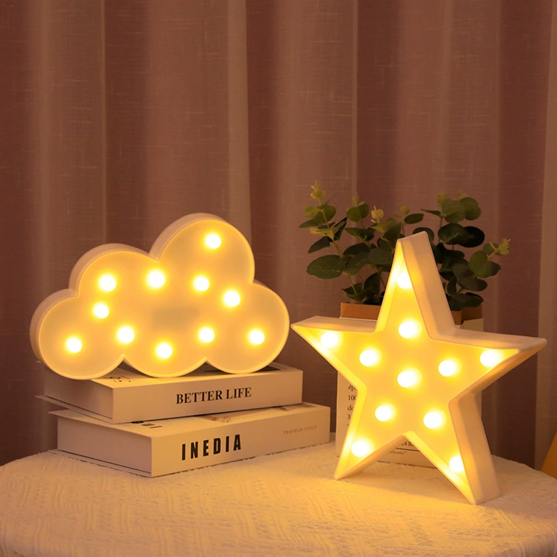 LED shape lamp, warm white, creative decorative shapes (moon, star, cloud, cactus, more)