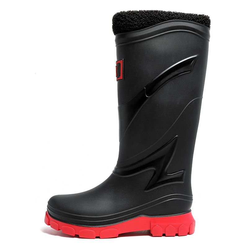 Moda Botas de lluvia de moda para hombres Botas de lluvia antideslizantes impermeables algodón cálido fondo grueso resistente al desgaste zapatos de agua pesca lavado de coches zapatos de goma