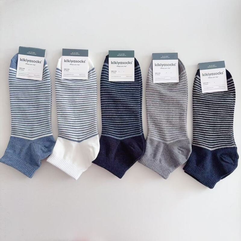 Socks Cotton Spring and Summer Pinstripes Socks Comfortable Nautica Style Versatile Casual Cotton Socks Korean Kikiyasocks Socks