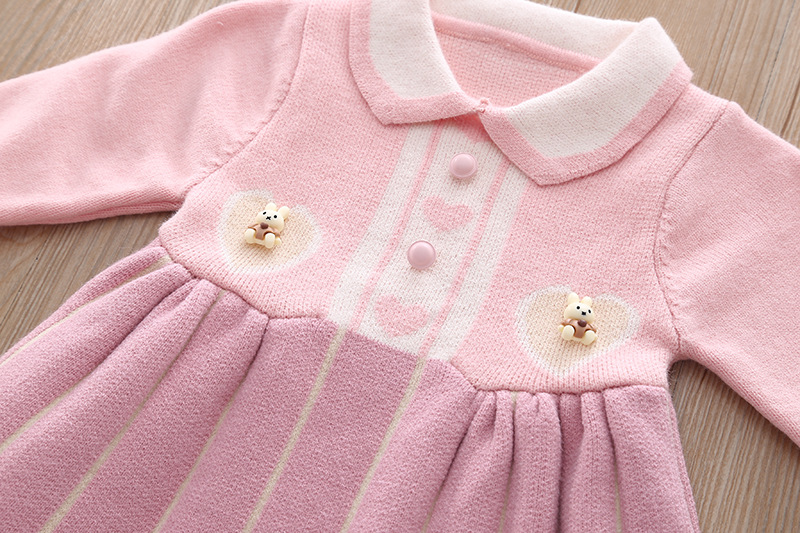 2022 Autunno e inverno nuovo maglione edizione coreana alla moda amore cartone animato coniglio bambina bambola collo abito lavorato a maglia_voghion.com
