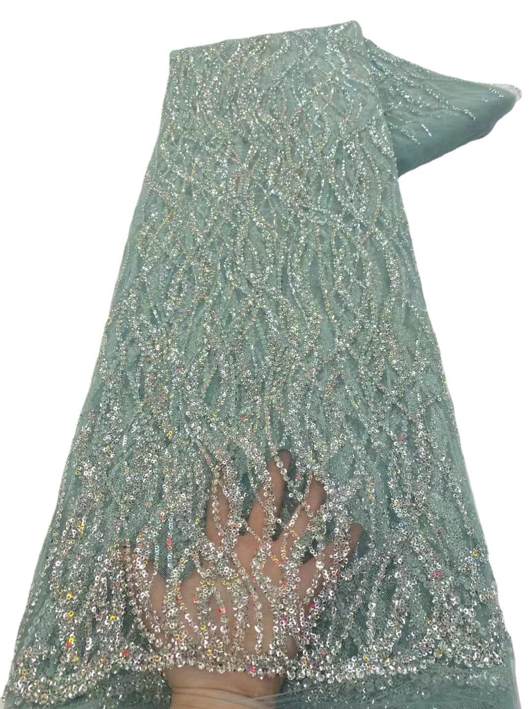 Encaje de la boda a rayas con lentejuelas tubo bordado tela vestido de noche vestido de boda cheongsam tela JX3452 image 6