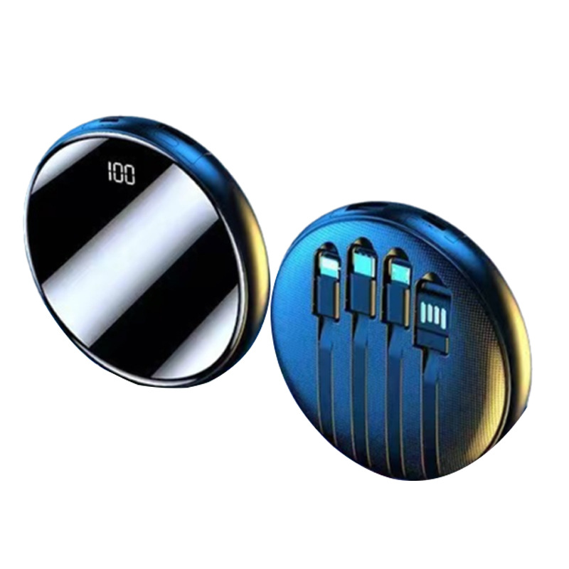 Display digital cargador paquete redondo pantalla completa fuente de alimentación móvil viaje al aire libre portátil de cuatro líneas cargador paquete teléfono móvil universal