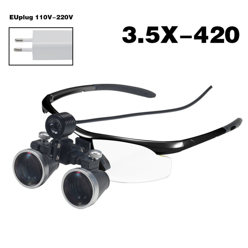 歯科口腔メガネ式ルーペLEDヘッドライト付き3.5倍心臓血管手術骨科外科検査|undefined