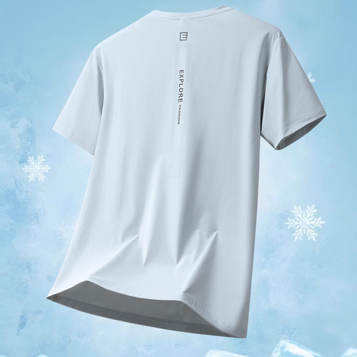 L-8XL ice silk short-sleeved T-shirt men's large size summer fat man plus fat thin loose sweat-wicking quick-drying T-shirt