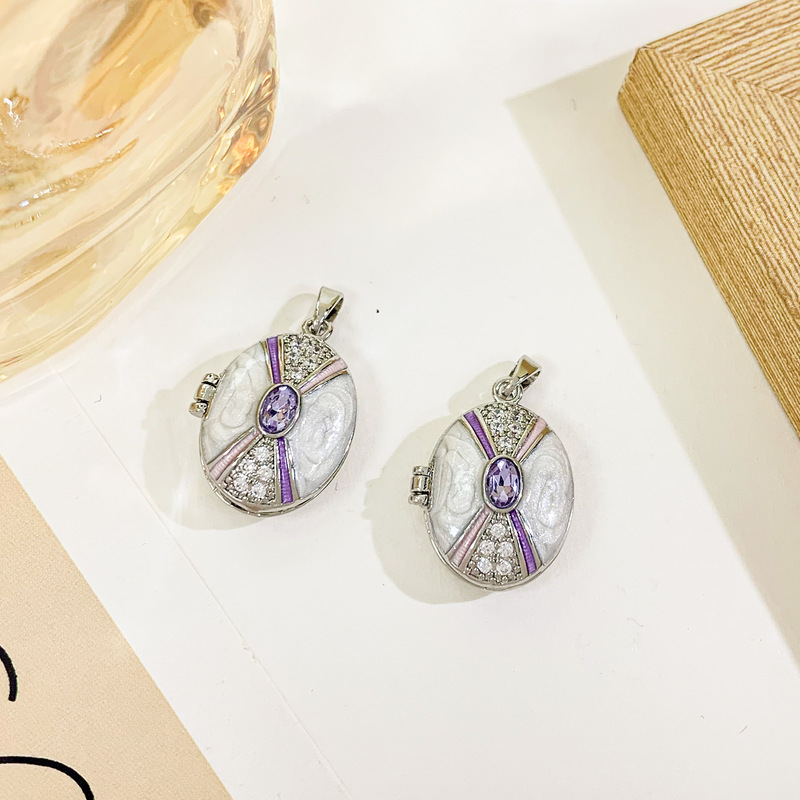 ペンダントレトロオーバルフォトボックスネックレスペンダント女性ニッチライト高級ハイエンド非退色 diy ジュエリーアクセサリー|undefined