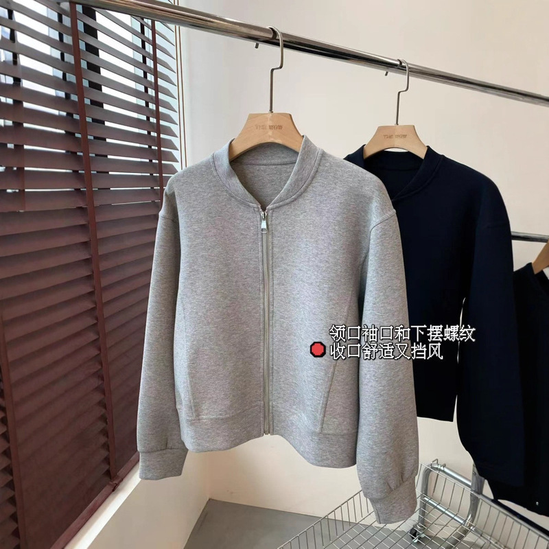 朵妮 DN 时髦帅气 空气夹层棉混纺拉链螺纹收口飞行夹克卫衣外套|undefined