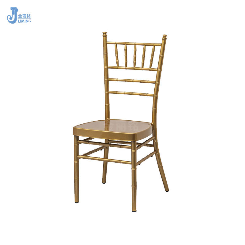 Silla de bambú metálica, silla de banquete para hotel, silla de bambú dorada simple, silla para exteriores, césped, bodas, celebraciones, venta al por mayor