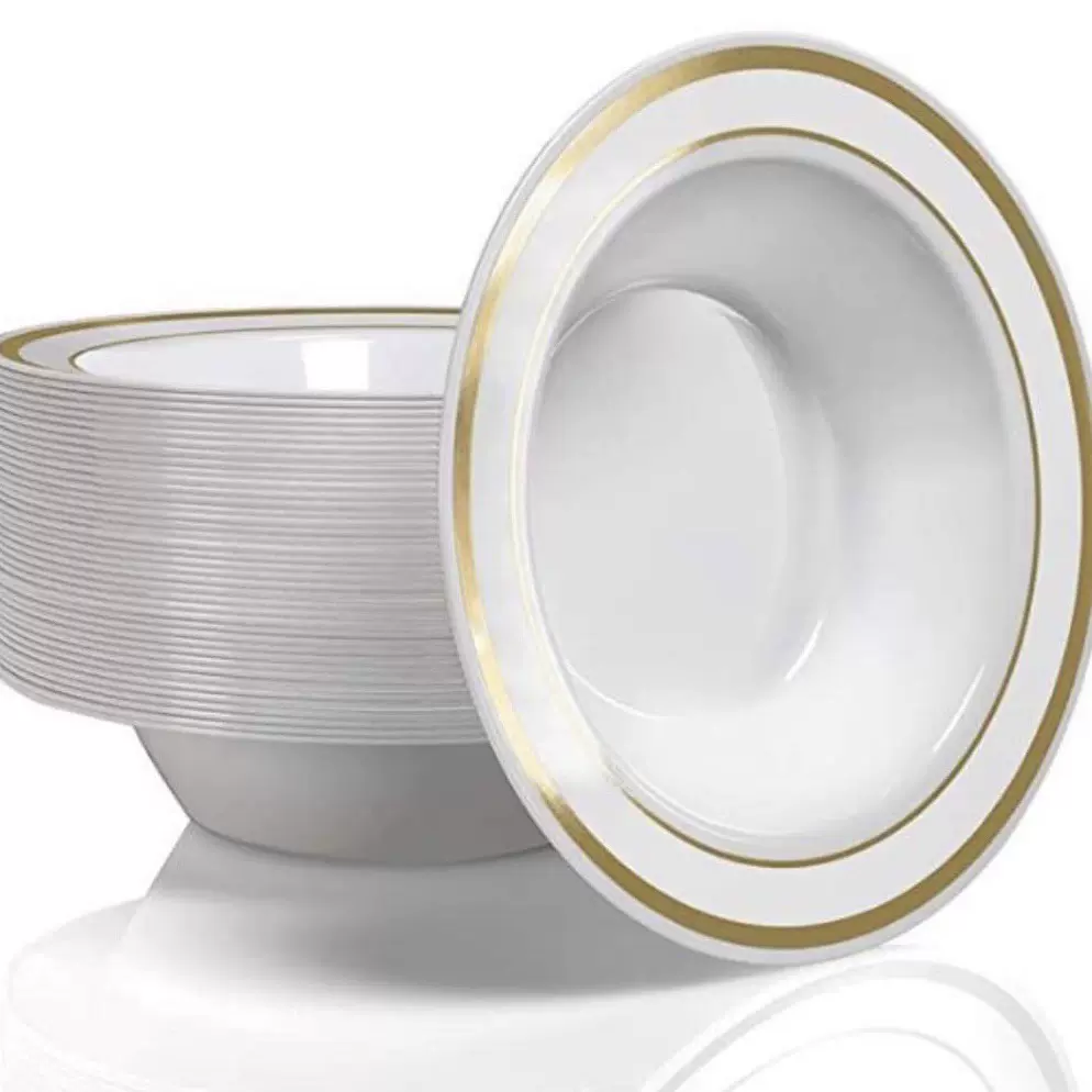 颍栗PS硬塑烫金大碗拉面饺子汤碗深盘深碗一次性塑料沙拉碗打包碗