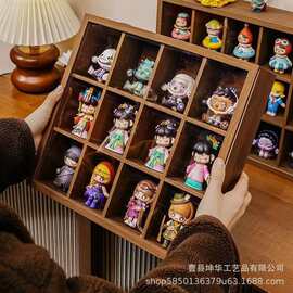 木质盲盒展示架壁挂式泡泡马特木盒潮玩公仔分格收纳柜收纳盒