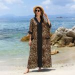 沙滩罩衫人棉口袋度假连衣裙长袍跨境亚马逊(32色）L5054 L