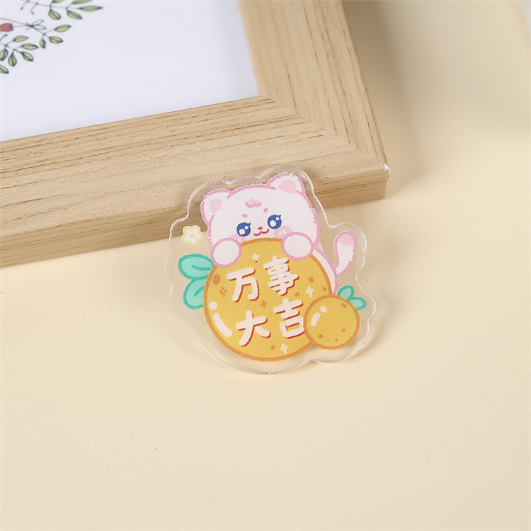 透明漫画アクリルパッチ子猫ブローチかわいいバッジ激励志願い事文字ピン掛け飾りプレゼント|undefined