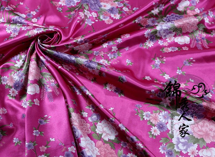tela de seda impresa de flores tela de seda ropa antigua tela de prenda de ropa china tela de impresión de flores de plantas DIY