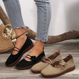 Cross-border New plus size Spring and Autumn British Retro Mother Shoes Round Toe Light Soft-soled Casual Shoes Women Amazon