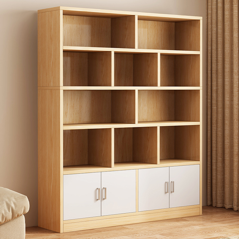 Bookcase Bookshelf Floor-Standing Storage Rack Wall-Mounted Door Grid Cabinet Living Room Display Cabinet Home Storage Cabinet Storage Cabinet