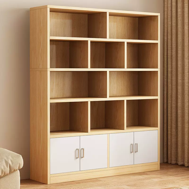 书柜书架落地置物架靠墙带门格子柜客厅展示柜家用收纳柜子储物柜