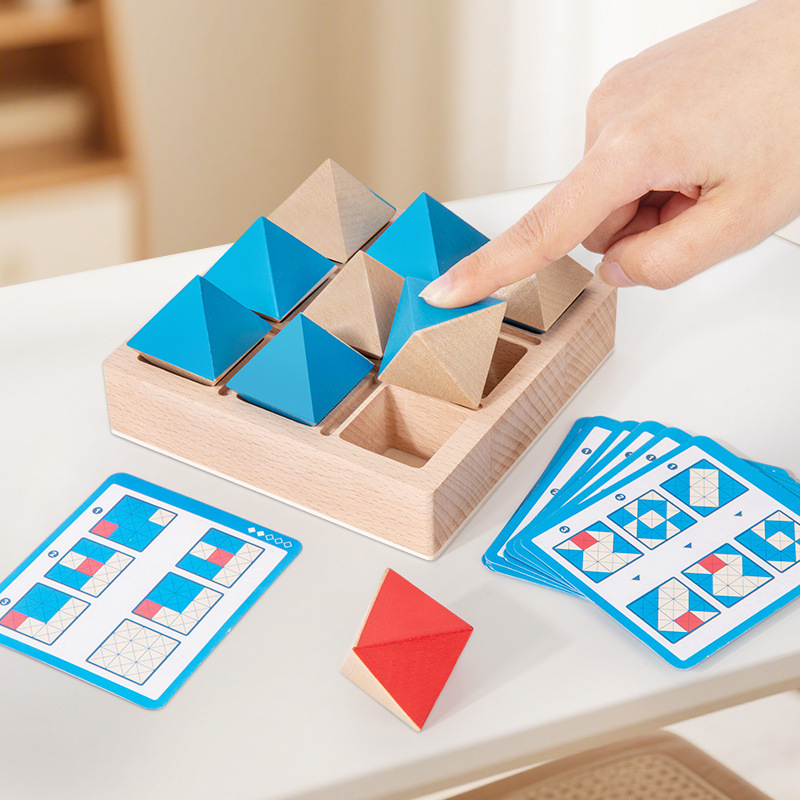 Children's Wooden Geometric Flipping Blocks Early Education Educational Toys Logical Thinking Training Board Game Puzzle Game