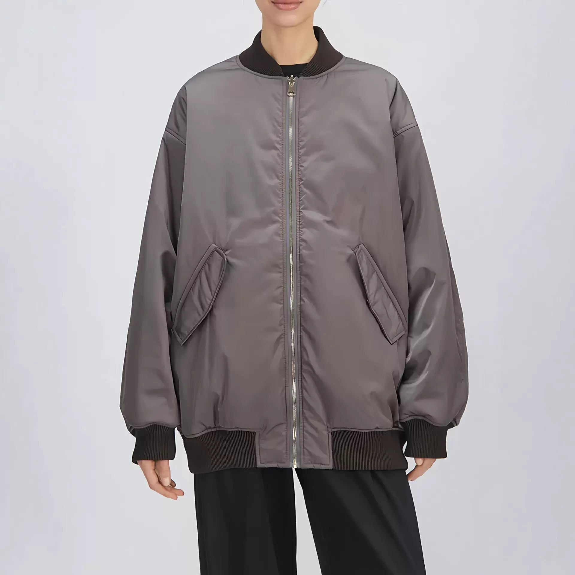 欧美女式飞行员双面穿夹克高级感美式棒球服跨境外贸女装休闲外套