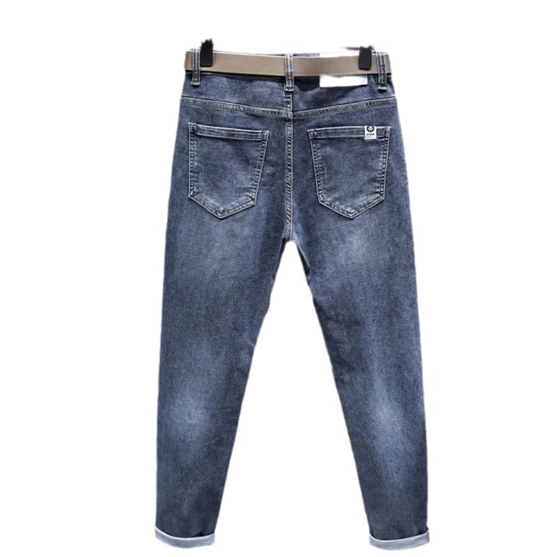 Printemps nouveau haut de gamme léger luxe jeans hommes marque tendance tissu doux coupe slim décontracté petite jambe droite pantalons longs_voghion.com