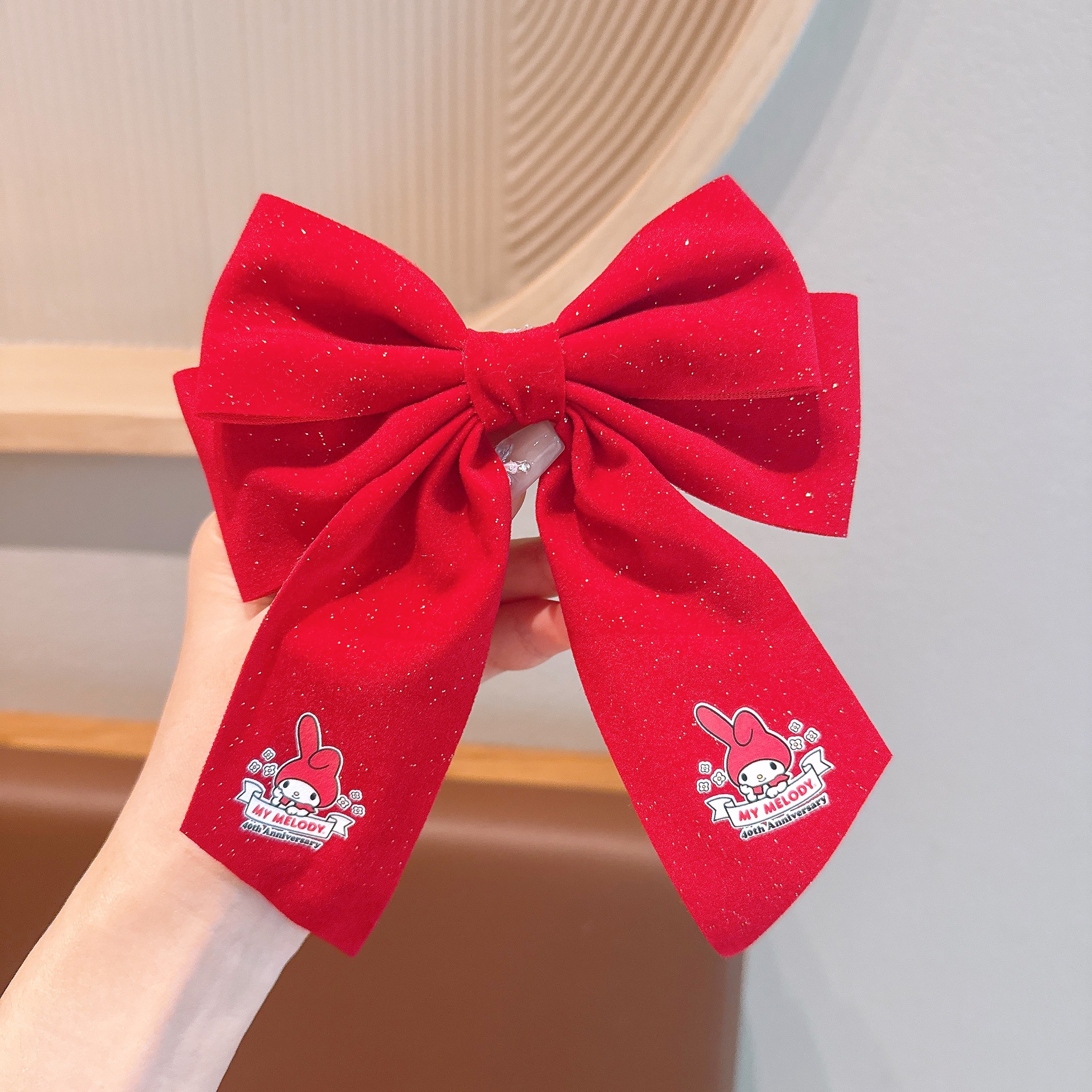 Nuevo estilo coreano para niños arco de Año Nuevo rojo niñas uniformes de Año Nuevo rojo esquinilla clips top clips de cadena clips de pelo