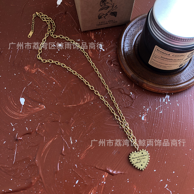Special Clearance Sale No Supplement Korean Love Heart Thick Straps Autumn/winter Sweater Chain Titanium Steel Entity Wechat Live Broadcast display picture 5