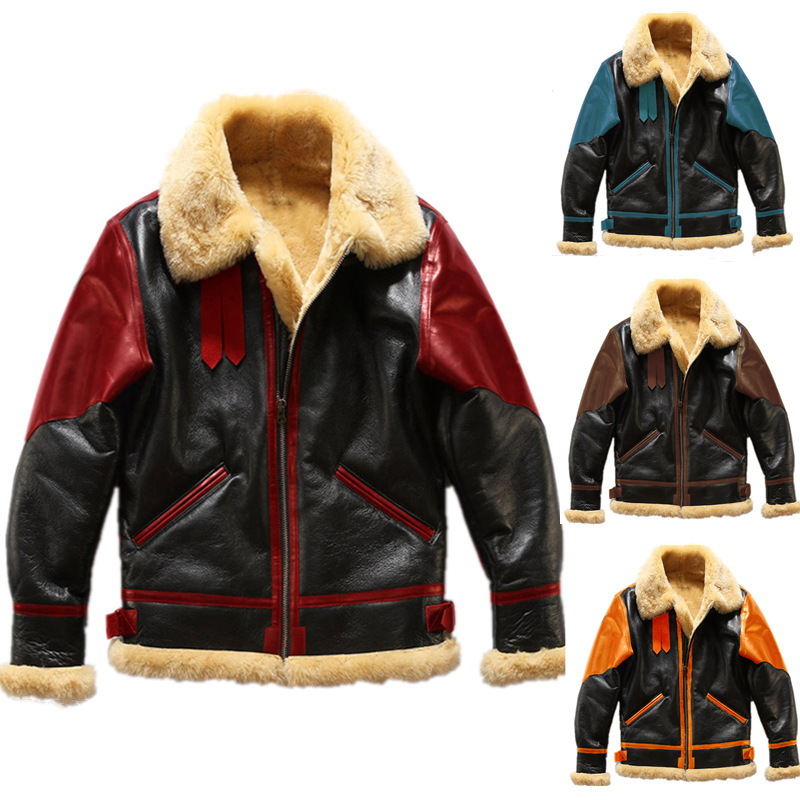 Winter 2023 Independent Brand Suede Faux Fur Men's Jacket European and American Style Color-Blocking Thick Coat Wholesale Winter 2023 Independent Brand Suede Faux Fur Men's Jacket European and American Style Color-Blocking Thick Coat Wholesale