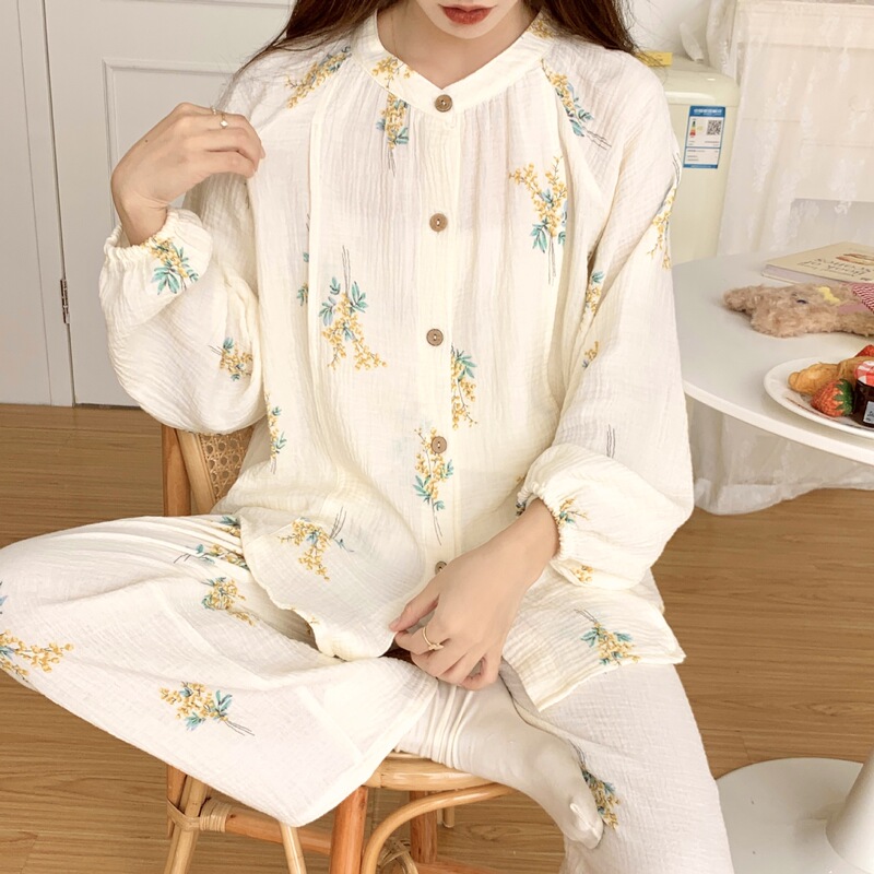 New Moon Clothes Cotton Gauze Summer Thin Postpartum Lactation Pregnant Women Pajamas Women's Pregnant Breathable Moon Clothes