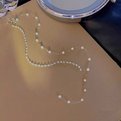 同款珍珠髒髒辮編發鏈女網紅氣質2022高馬尾絲帶神器李沁同款