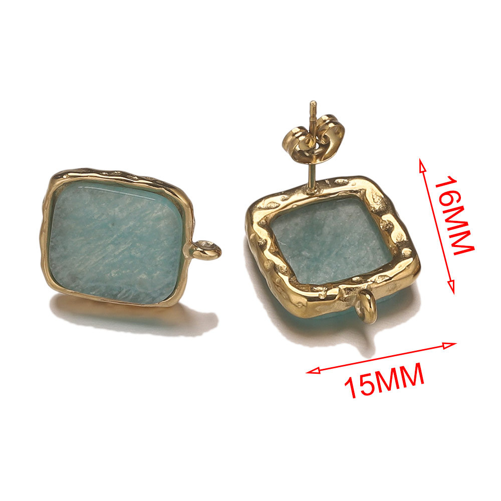 Acero inoxidable nicho diseño stud pendientes accesorios moda pendientes de piedra natural con anillo abierto moda pendientes simples al por mayor