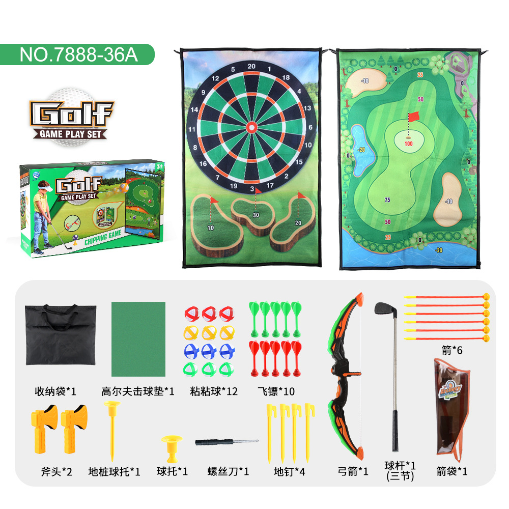 Exportación transfronteriza almohadilla de juego de golf lanzamiento bucle almohadilla de juego 3 - en - 1 juego de lanzamiento portátil de golf