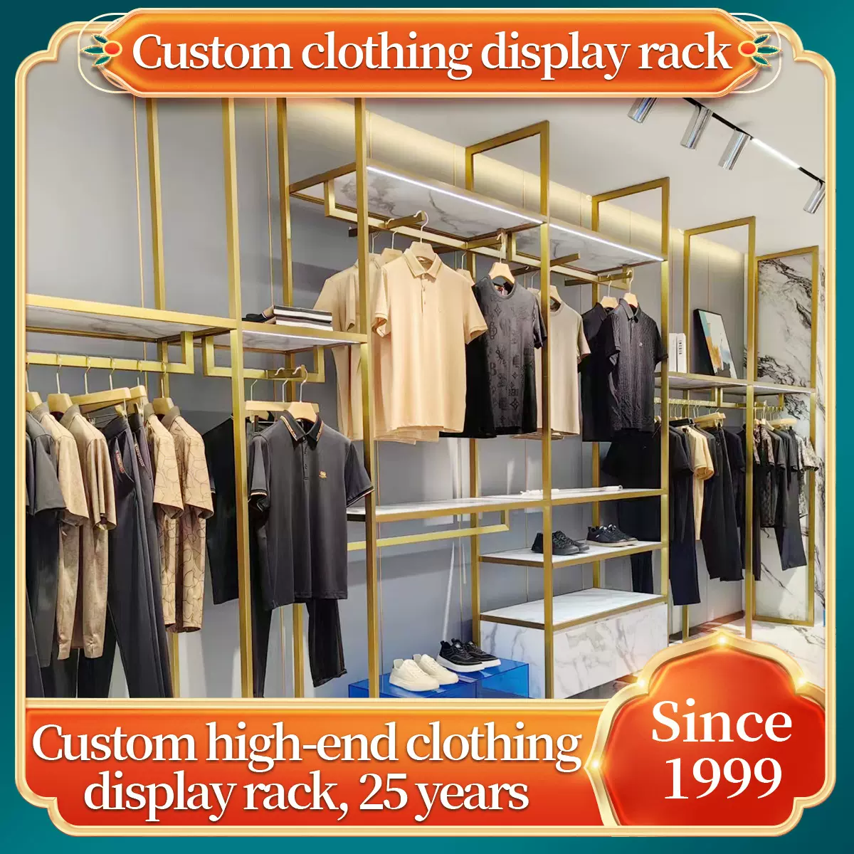整店定制服装店不锈钢展示架落地式挂衣架商场衣服陈列架服装货架