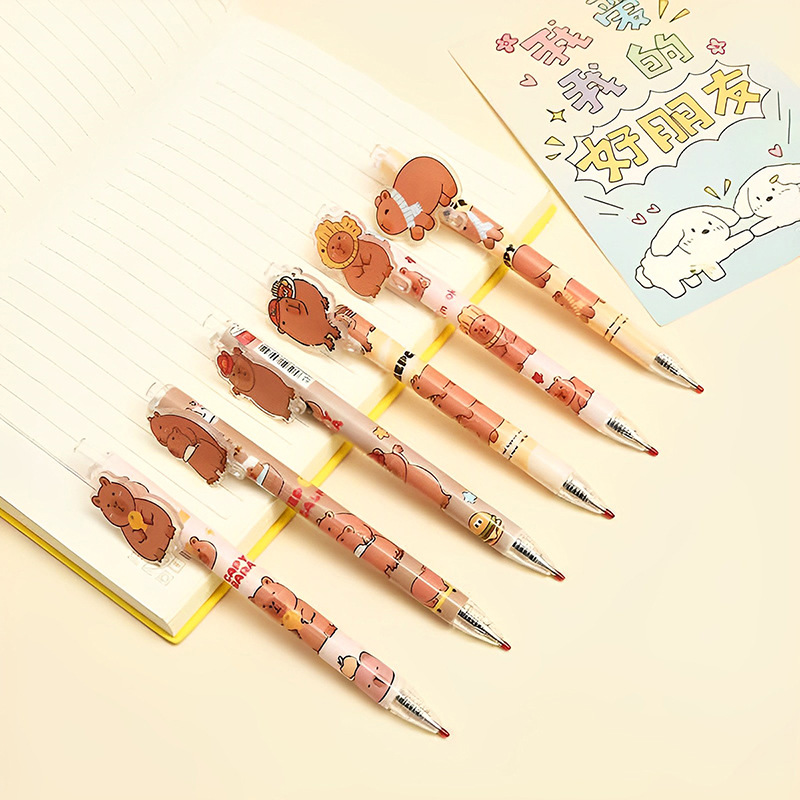 Parche de dibujos animados pulsar bolígrafo neutro fresas oso bolígrafo de exámenes de estudiantes de primaria fábrica de papelería al por mayor
