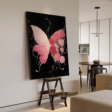 法式玄关感客厅挂画现代艺术风粉色艺术装饰画小众餐厅蝴蝶肌理