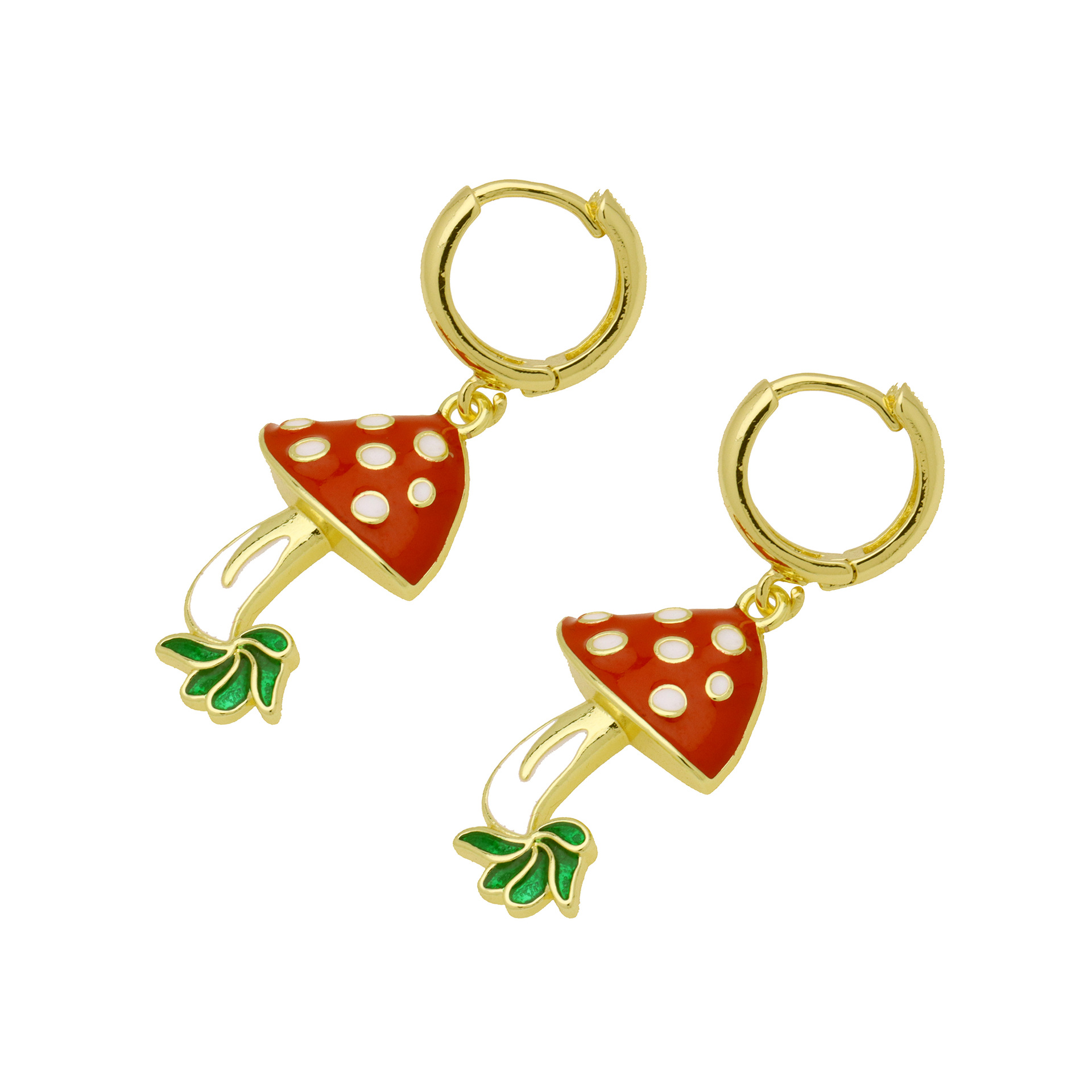 7g Weight Copper Ear Needle Material 18K Gold Plated Plating Material Charm Sleeper Hoop Earrings, Drop Earrings Classification 1 Pair Quantity Casual, Daily Occasion Copper Material Cherry, Mushroom Pattern Women's Gender Enamel, Plating Design Sweet Style 1 Pair Sweet Cherry Mushroom Enamel Plating Copper 18K Gold Plated Drop Earrings 12