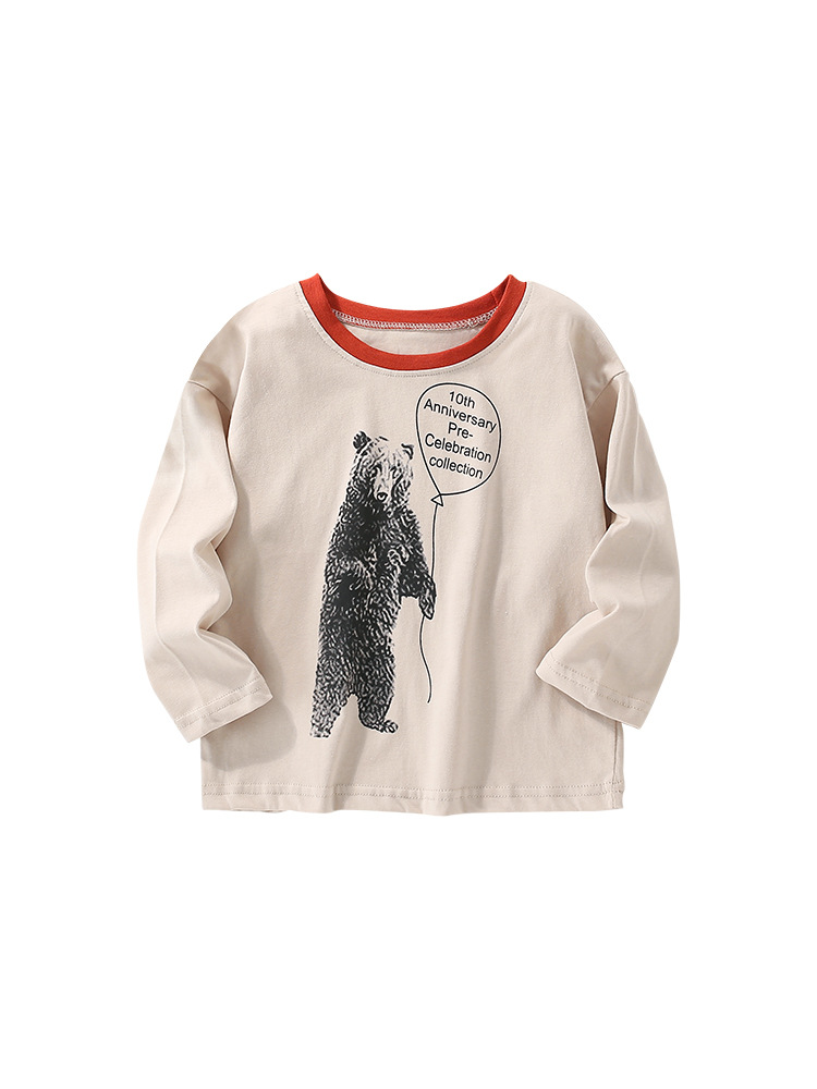 En stock malwee niña ropa otoño nuevo europeo y americano niños ocio manga larga Camiseta cuello redondo de los niños