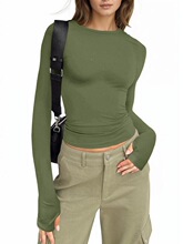 B 32527 Autumn Round Neck Long Sleeve Top �＾����� ר