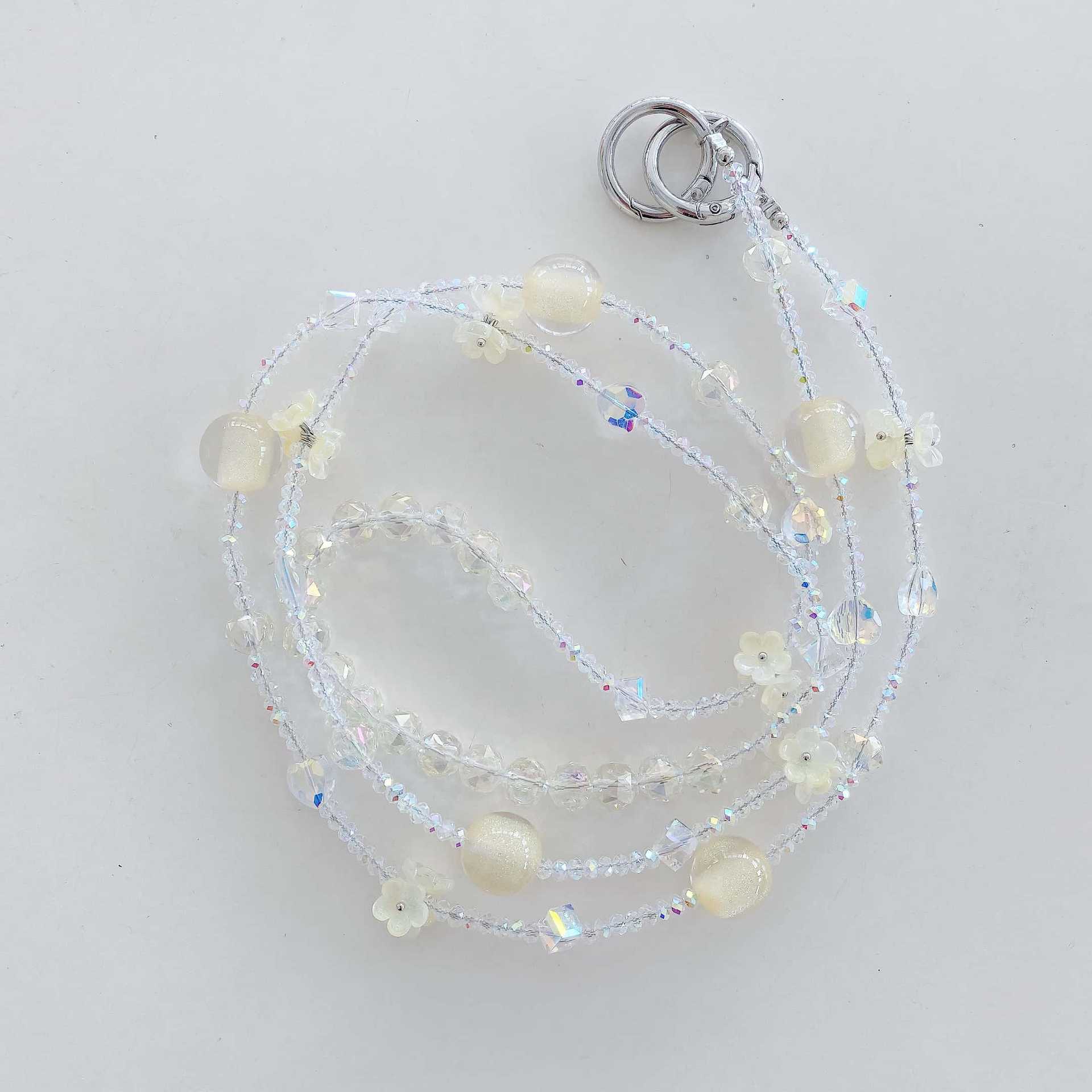 Boutique hecho a mano de alta gama teléfono móvil cadena colgante ins flor cuentas cadena larga cordón de teléfono móvil de moda mensajero largo/colgante